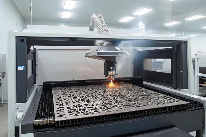 Fiber laser cutting nested sheet metal parts